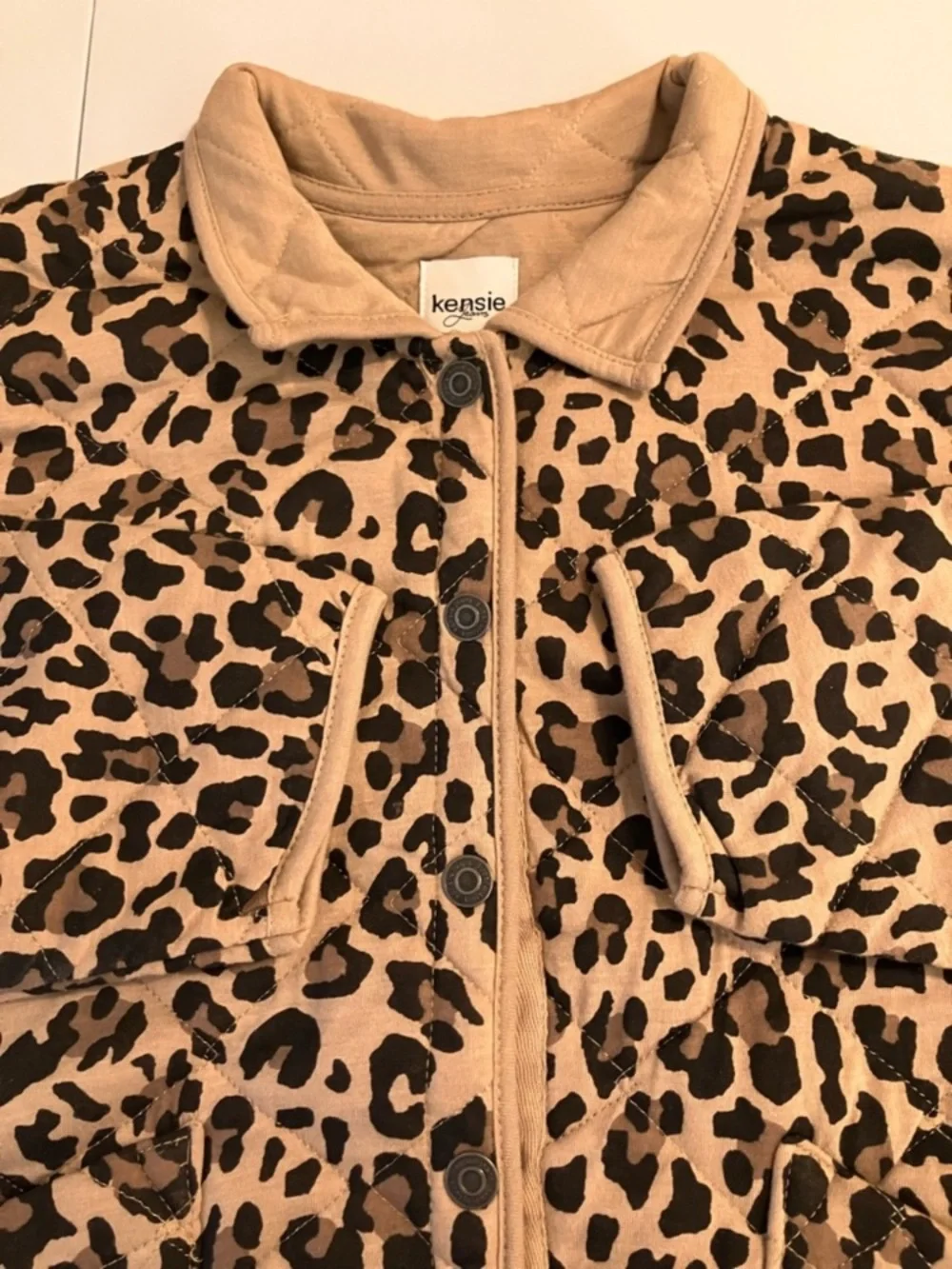 Kensie Quilted Spring Jacket Button-Up Leopard Cheetah Extra Large NWT oversized - Picture 9 of 14